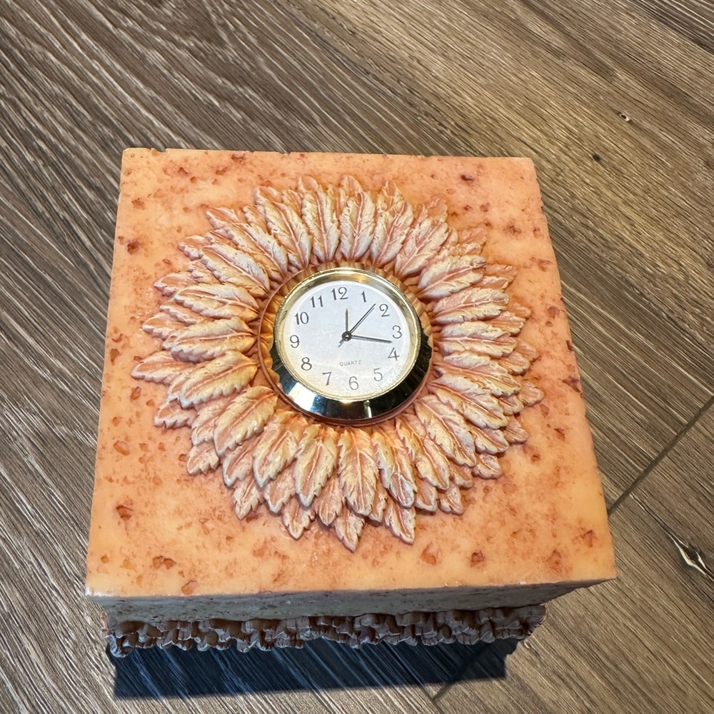 Sunflower Design Jewelry Box with Clock